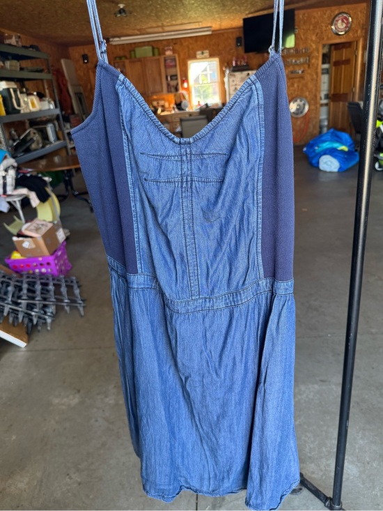 Dresses & Skirts - Blue Denim Sundress with Navy Side Panels